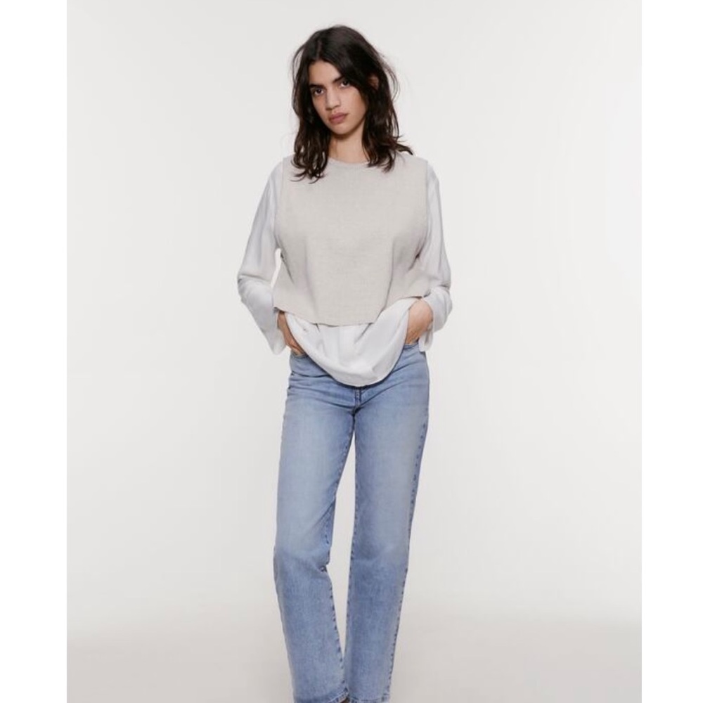 Zara Vest Mixed Sweater Size Small